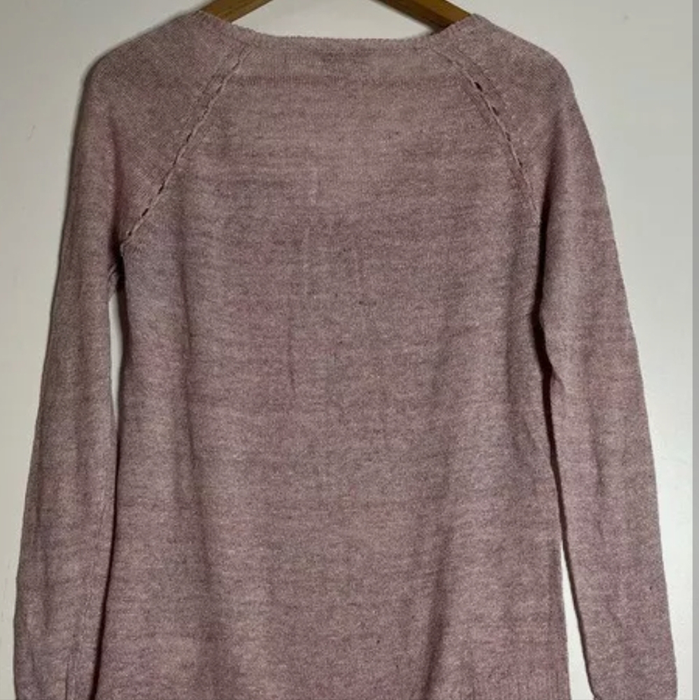 White + Warren V- Neck Sweater Gray Classic Linen Roll Neutral Tunic - Picture 2 of 7
